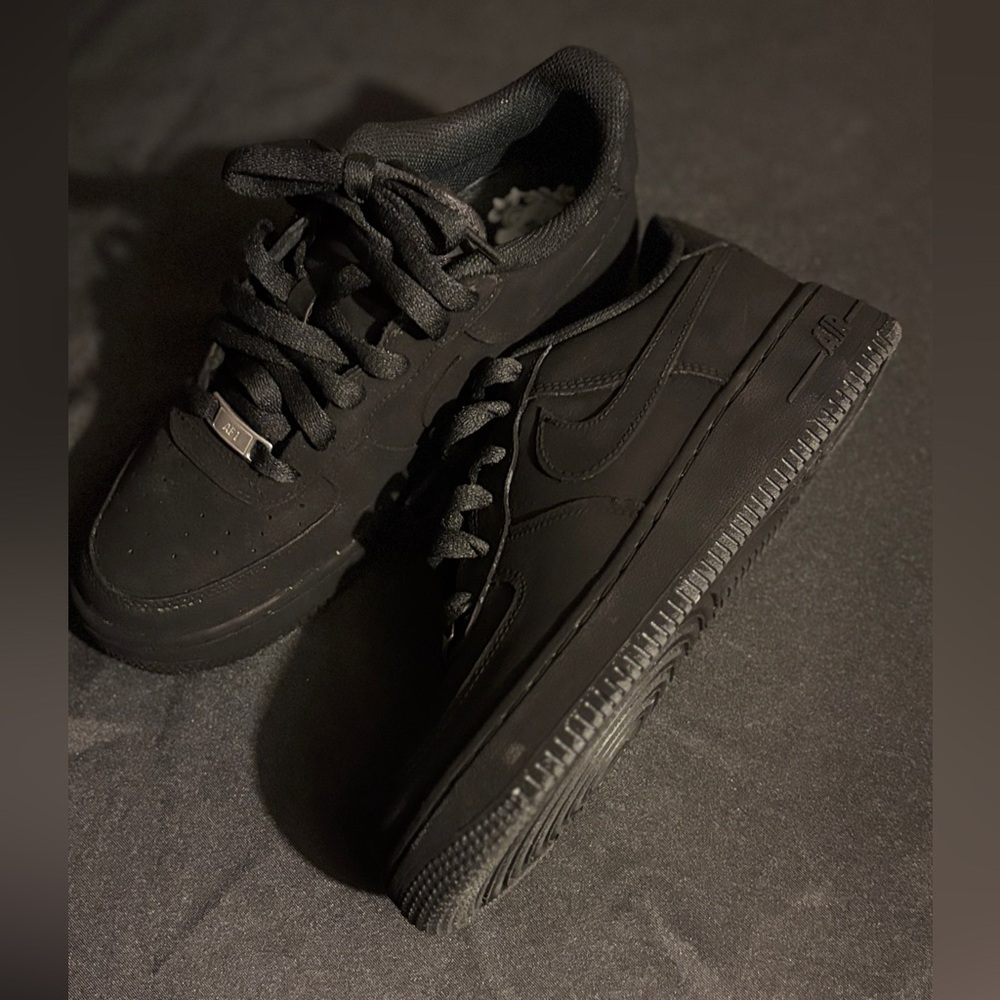 Air Force ones boys 5 1/2 hand painted with the world’s blackest paint 2.0